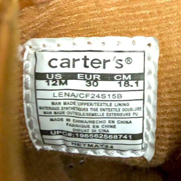 Carter's Tan Girl’s Boots with Heart Detail - Picture 8 of 8